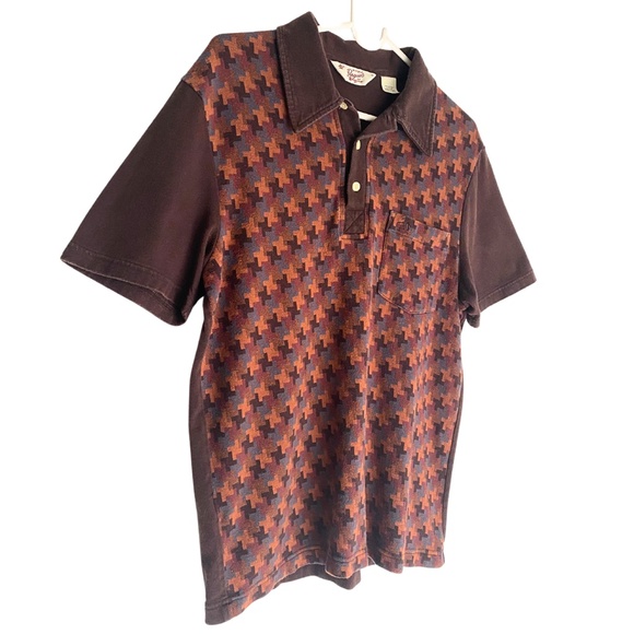 Men's Brown Original Penguin MCM Retro Patterned Polo Shirt - Medium - Picture 2 of 12